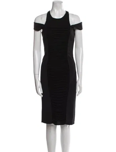Pre-owned Pierre Balmain Crew Neck Midi Length Dress In Black