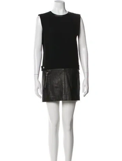 Pre-owned Pierre Balmain Crew Neck Mini Dress In Black