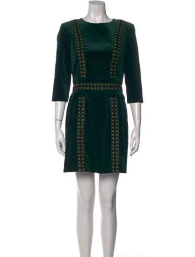 Pre-owned Pierre Balmain Crew Neck Mini Dress In Green