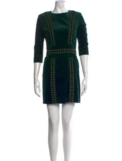 Pre-owned Pierre Balmain Crew Neck Mini Dress In Green