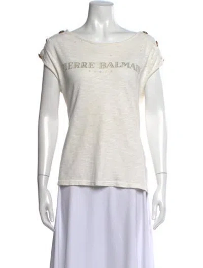 Pre-owned Pierre Balmain Crew Neck Short Sleeve T-shirt In White