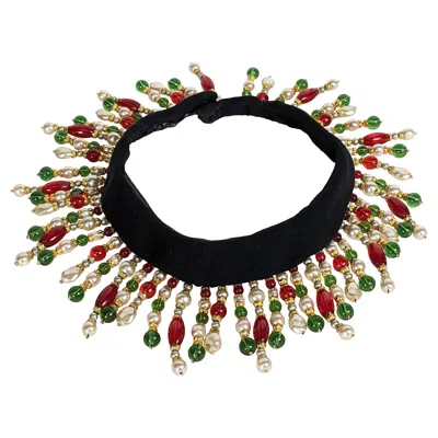 Pre-owned Pierre Balmain Elegant Beadwork Choker In Multi