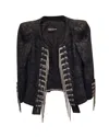 Pierre Balmain Embellished Military Jacket In Grey Silk