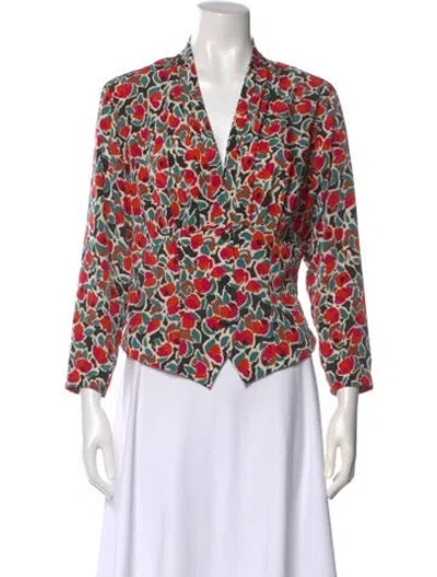 Pre-owned Pierre Balmain Floral Print V-neck Blouse In Multi