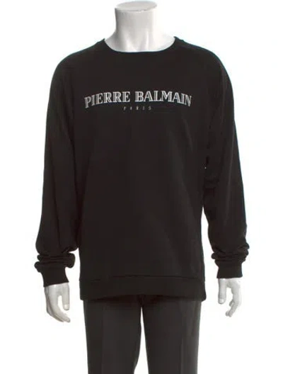 Pre-owned Pierre Balmain Graphic Print Crew Neck Pullover In Black