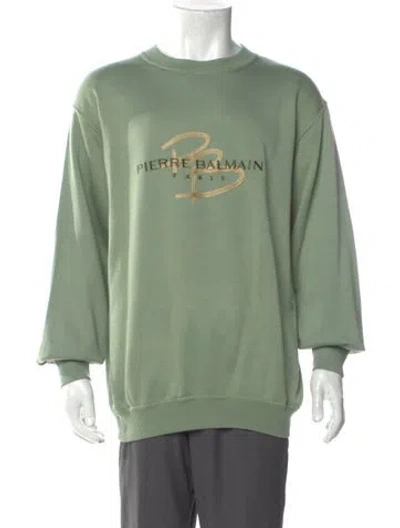 Pre-owned Pierre Balmain Graphic Print Crew Neck Sweatshirt In Green