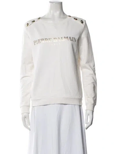 Pre-owned Pierre Balmain Graphic Print Crew Neck Sweatshirt In Neutrals