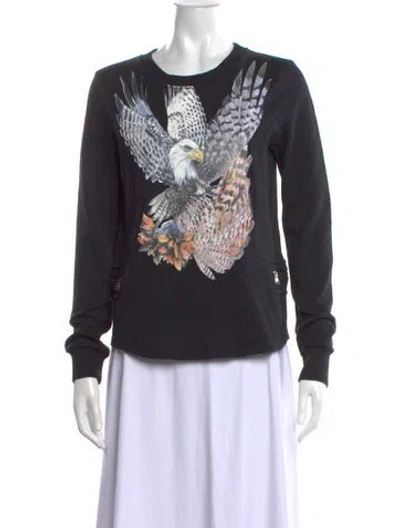 Pre-owned Pierre Balmain Graphic Print Crew Neck Top In Black