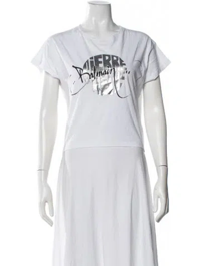 Pre-owned Pierre Balmain Graphic Print Crew Neck T-shirt In Black