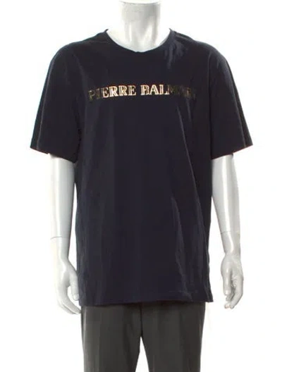 Pre-owned Pierre Balmain Graphic Print Crew Neck T-shirt In Gray