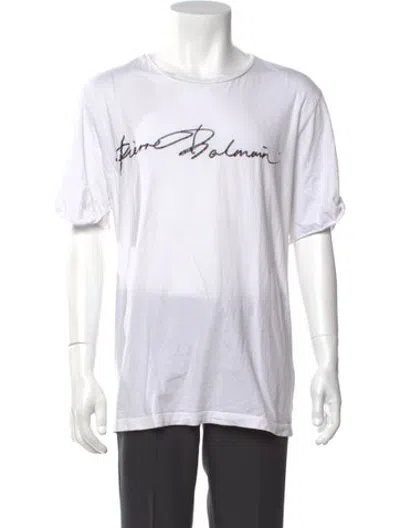 Pre-owned Pierre Balmain Graphic Print Crew Neck T-shirt In White