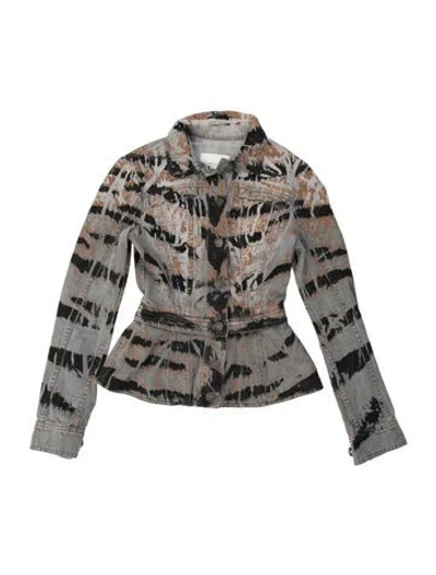Pre-owned Pierre Balmain Graphic Print Denim Jacket In Grey