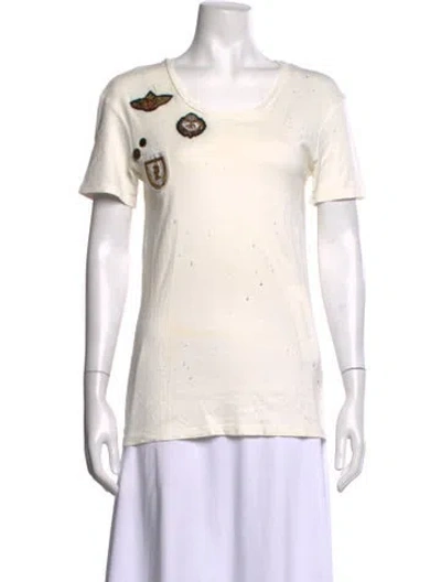 Pre-owned Pierre Balmain Graphic Print Scoop Neck T-shirt In White