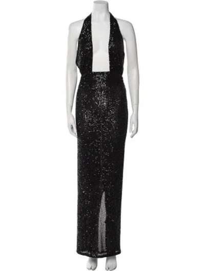 Pre-owned Pierre Balmain Halterneck Long Dress In Black