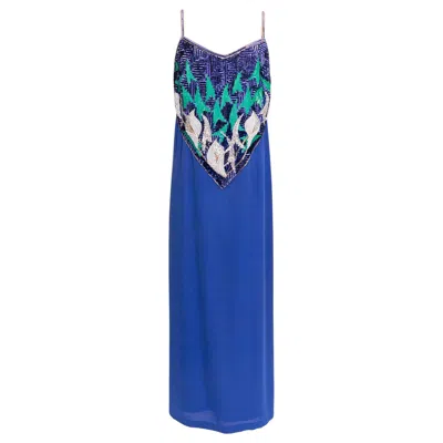 Pre-owned Pierre Balmain Haute Couture Viscose Embroidered Dress In Blue