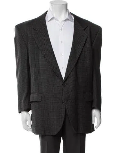 Pre-owned Pierre Balmain Houndstooth Print Blazer In Brown