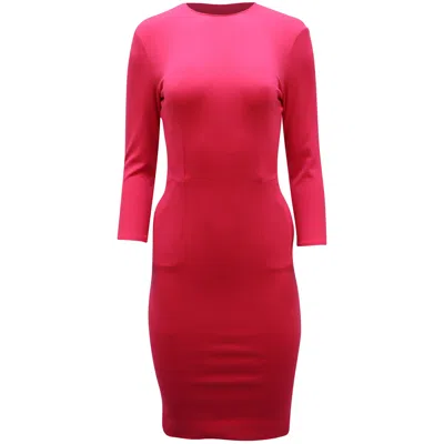 Pierre Balmain Knit Bodycon Midi Dress In Pink Viscose
