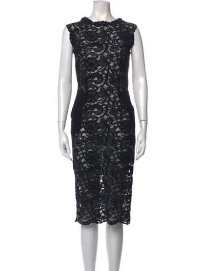 Pre-owned Pierre Balmain Lace Pattern Knee-length Dress In Black