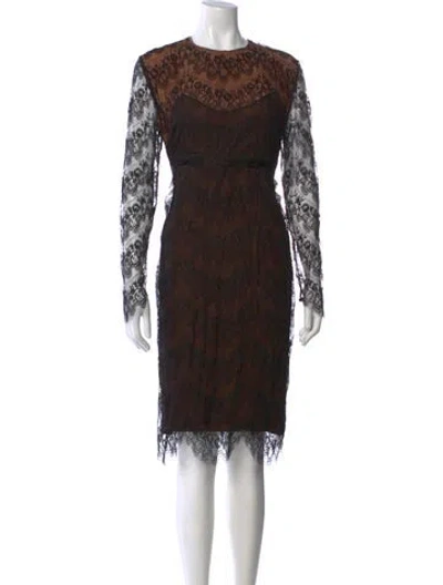 Pre-owned Pierre Balmain Lace Pattern Knee-length Dress In Brown