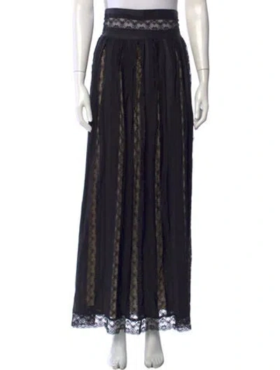 Pre-owned Pierre Balmain Lace Pattern Long Skirt In Black