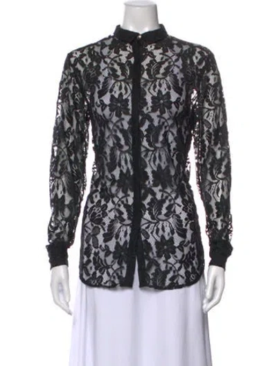 Pre-owned Pierre Balmain Lace Pattern Long Sleeve Blouse In Black
