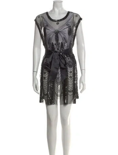 Pre-owned Pierre Balmain Lace Pattern Mini Dress In Black