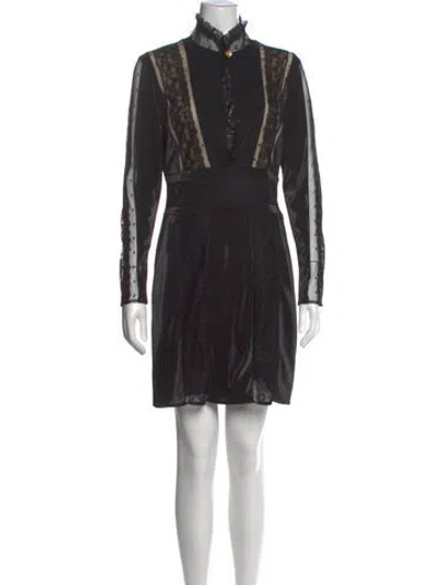 Pre-owned Pierre Balmain Lace Pattern Mini Dress In Black