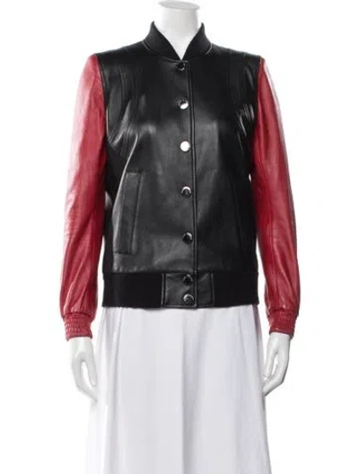 Pre-owned Pierre Balmain Lamb Leather Bomber Jacket In Red