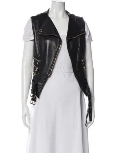 Pre-owned Pierre Balmain Leather Biker Jacket In Black