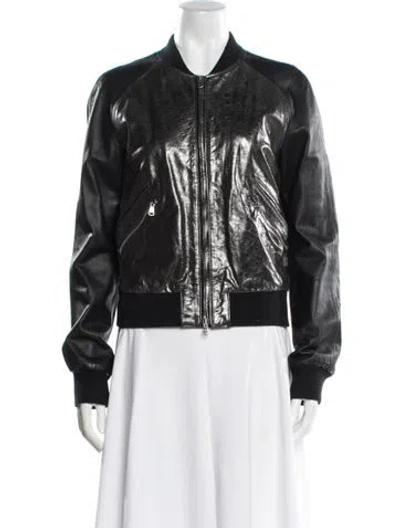 Pre-owned Pierre Balmain Leather Bomber Jacket In Black
