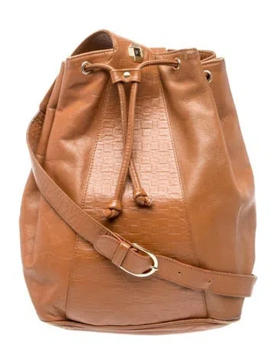 Pre-owned Pierre Balmain Leather Bucket Bag Vintage In Brown