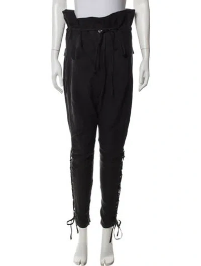 Pre-owned Pierre Balmain Linen Skinny Leg Pants In Black