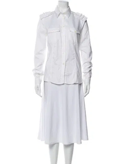 Pre-owned Pierre Balmain Long Sleeve Button-up Top In Neutral