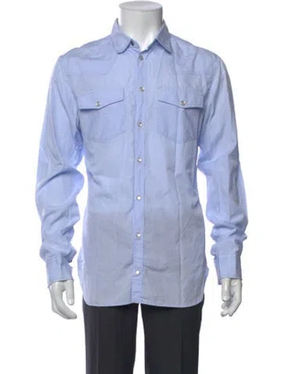 Pre-owned Pierre Balmain Long Sleeve Western Shirt In Blue