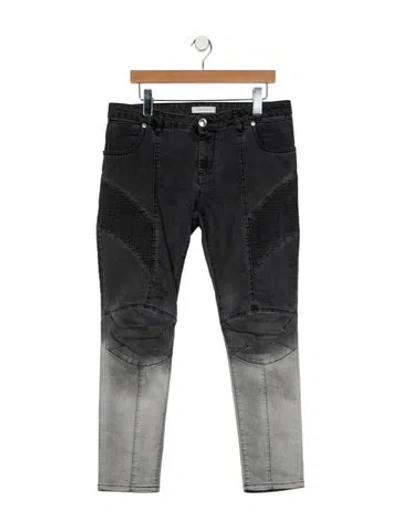 Pre-owned Pierre Balmain Mid-rise Straight Leg Jeans In Gray