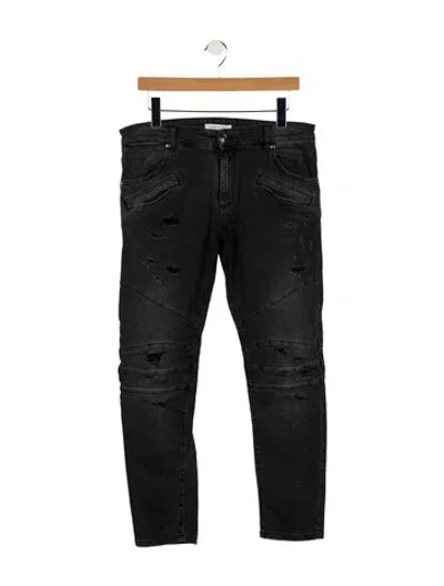 Pre-owned Pierre Balmain Mid-rise Straight Leg Jeans In Gray