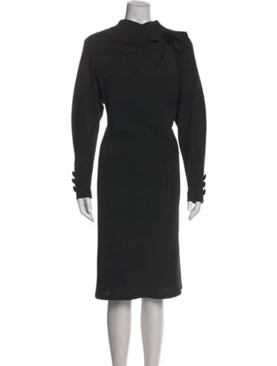 Pre-owned Pierre Balmain Mock Neck Midi Length Dress In Black