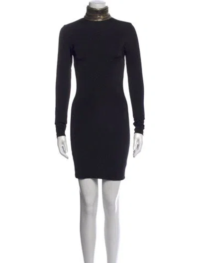 Pre-owned Pierre Balmain Mock Neck Mini Dress In Black