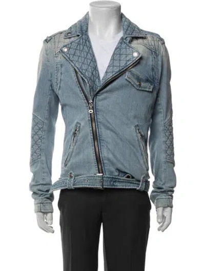 Pre-owned Pierre Balmain Moto Jacket In Blue