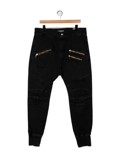 Pre-owned Pierre Balmain Moto Jeans In Black