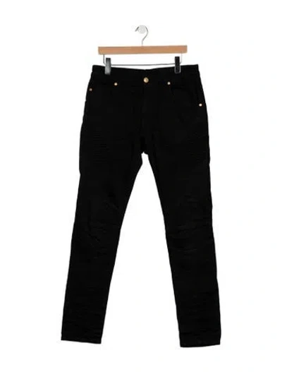 Pre-owned Pierre Balmain Moto Jeans In Black