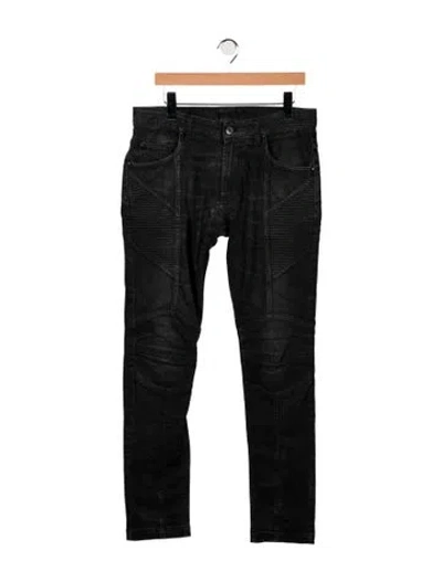 Pre-owned Pierre Balmain Moto Jeans In Black