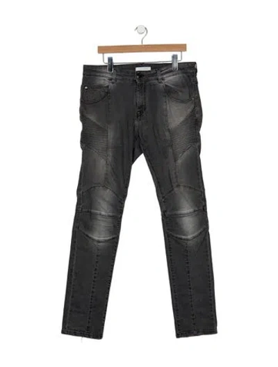 Pre-owned Pierre Balmain Moto Jeans In Gray