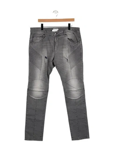 Pre-owned Pierre Balmain Moto Jeans In Gray