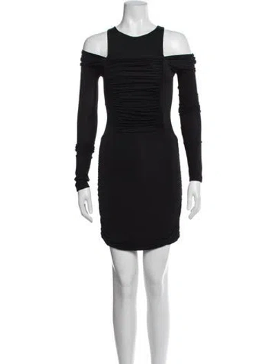 Pre-owned Pierre Balmain Off-the-shoulder Mini Dress In Black