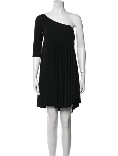 Pre-owned Pierre Balmain One-shoulder Mini Dress In Black
