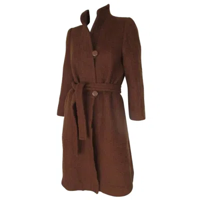 Pre-owned Pierre Balmain Paris Brown Belted Wool Coat