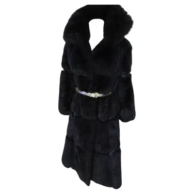 Pre-owned Pierre Balmain Paris Dark Blue Fur Coat