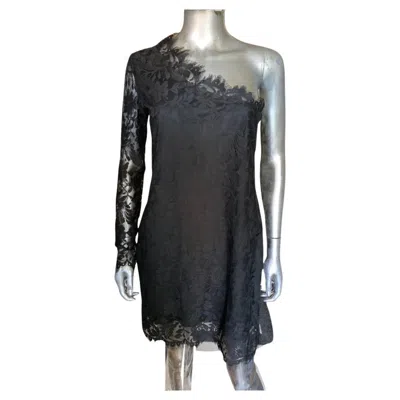 Pre-owned Pierre Balmain Paris Trés Chic One Shoulder Lace Cocktail Dress Nwt Size 8 In Black