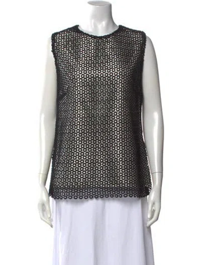 Pre-owned Pierre Balmain Patterned Crew Neck Top In Black